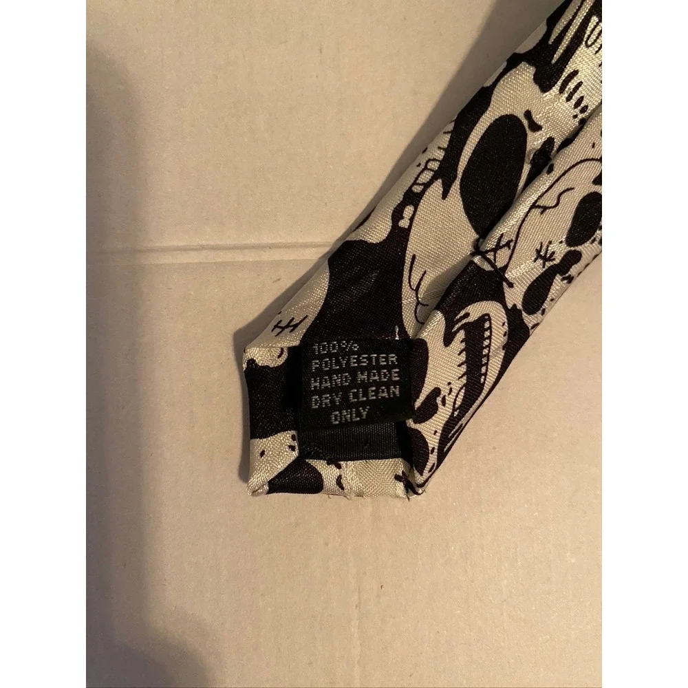 Keith Daniels The Last Laugh Skull Necktie Black Silver Gothic Punk Handmade Tie